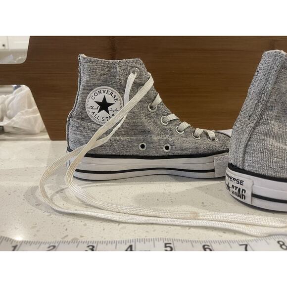 Converse All Star Gray Sparkle Hi Top Sneakers Size 5 - Picture 6 of 13